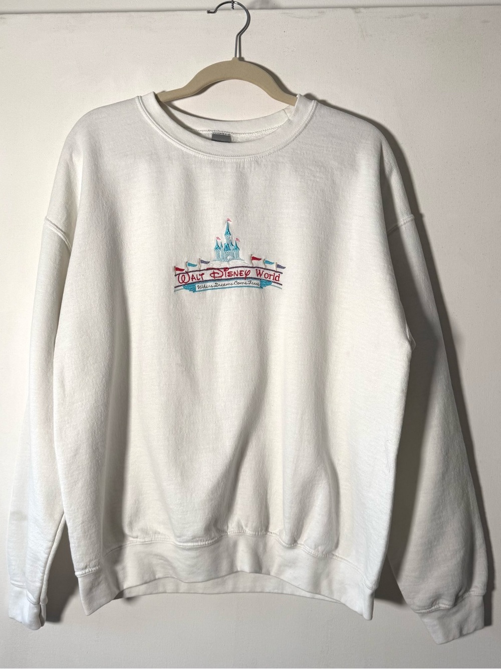 Disney White Walt Disney World Castle Embroidered Sweatshirt